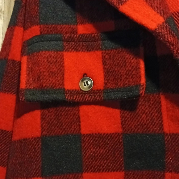 Flannel buffalo check plaid button down shacket pockets oversized small - Picture 4 of 10